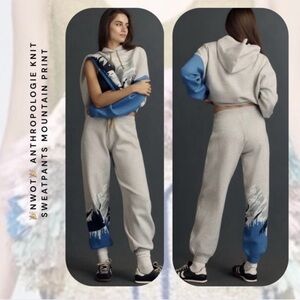 🎉Daily Practice Anthropologie Gray Knit Mountain Print Sweatpants
